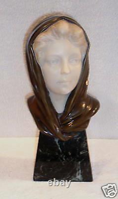 19 c MARBLE BRONZE GERMAN STATUE OF A GIRL SIGNED HENRY, MUST SEE