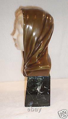 19 c MARBLE BRONZE GERMAN STATUE OF A GIRL SIGNED HENRY, MUST SEE