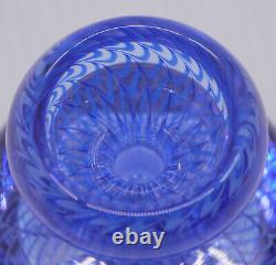 1995 Signed Art Glass Perfume Bottle & Stopper With Blue Swirls & Waves Must See