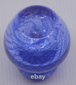 1995 Signed Art Glass Perfume Bottle & Stopper With Blue Swirls & Waves Must See