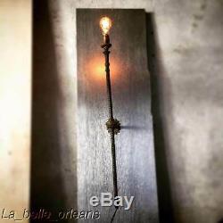 19th C GAS WALL ONE ARM BRASS SCONCE ELECTRIFIED, ADJUST IN HEIGHT. MUST SEE