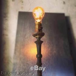 19th C GAS WALL ONE ARM BRASS SCONCE ELECTRIFIED, ADJUST IN HEIGHT. MUST SEE