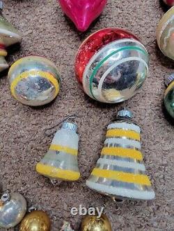 29 Lot 30s/40s Shiny Brite Glass Ornaments Indents Stencil Handpainted Must See