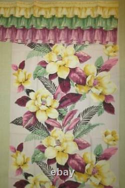 30/40s Vtg Art Nouveau 4 Panels Floral Paper Rod Curtains MUST SEE 90X28 Each