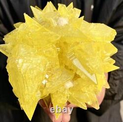 392G Rare yellow sulfur crystal quartz crystal mineral (MUST SEE VIDEO)