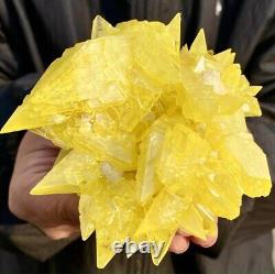 392G Rare yellow sulfur crystal quartz crystal mineral (MUST SEE VIDEO)