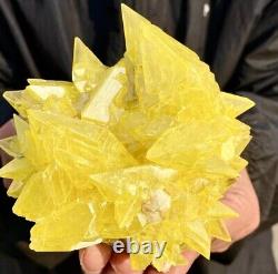 392G Rare yellow sulfur crystal quartz crystal mineral (MUST SEE VIDEO)