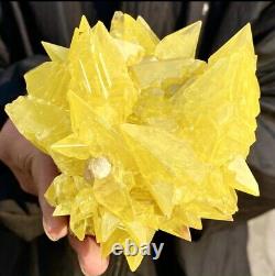 392G Rare yellow sulfur crystal quartz crystal mineral (MUST SEE VIDEO)