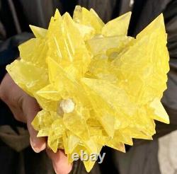 392G Rare yellow sulfur crystal quartz crystal mineral (MUST SEE VIDEO)