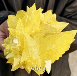 392G Rare yellow sulfur crystal quartz crystal mineral (MUST SEE VIDEO)