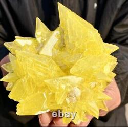 392G Rare yellow sulfur crystal quartz crystal mineral (MUST SEE VIDEO)