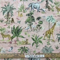 4 DRAPES One of a Kind VICTORIA PARK in Pink Must See Elephants Cheetah Giraffe