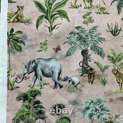 4 DRAPES One of a Kind VICTORIA PARK in Pink Must See Elephants Cheetah Giraffe