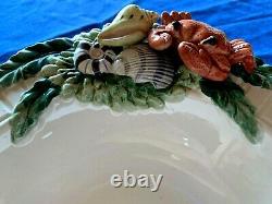 4 MUST SEE! REALISTIC CRAB & SHELLS on FITZ & FLOYD FISH MARKET SOUP BOWLS DISH