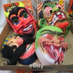 5 boxed Halloween costumes and 4 separate masks 1960 era must see box lot estate