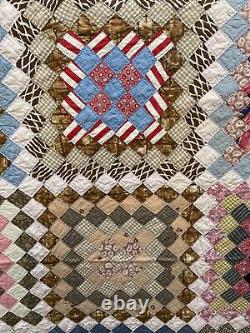 72x90 Vintage Patchwork Quilt Colorful Must See Rustic Prairie Read Description