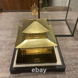 A Must-See For Collectors, Kinkakuji Figurine Model, Metal, With Glass Case, H24