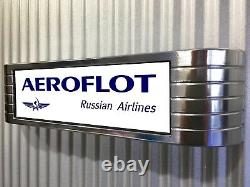 AEROFLOT Light Up lighted Russian Airlines Aviation Sign faux chrome MUST SEE