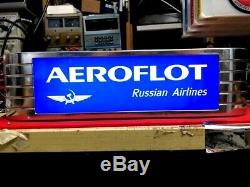 AEROFLOT Light Up lighted Russian Airlines Aviation Sign faux chrome MUST SEE