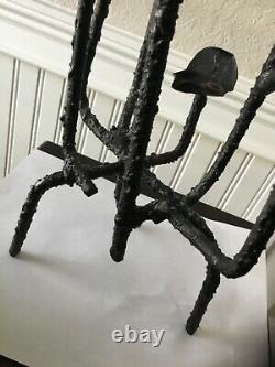 Amazing Brutalist Metal Candelabra / Candlesticks Super Cool Piece Must See Wow