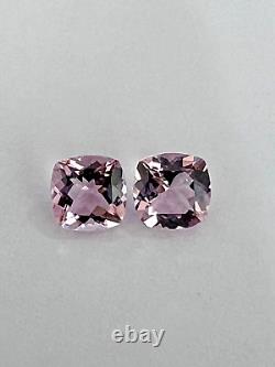 Amazing Pink Morganite Pair Of Cushion 6x6 Cts-1.69. Must See Collection