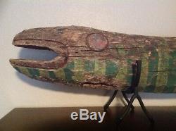 Amazing Primitive/folk Art / Advertising Hand Painted Wooden Fish Must See Rare