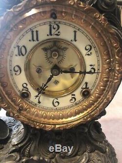 Amazing Working Antique Ansonia Siren Statue Clock-must See! Heavy