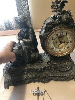 Amazing Working Antique Ansonia Siren Statue Clock-must See! Heavy
