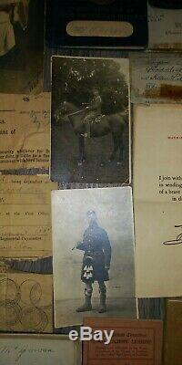 Amazing ww1 Lot Soldiers/family lot Must See Art notes mourning locket passports