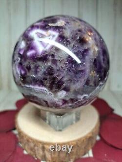 Amethyst Crystal Sphere 8.4cm 978g Chevron Dream + Stand Healing Gift Must see