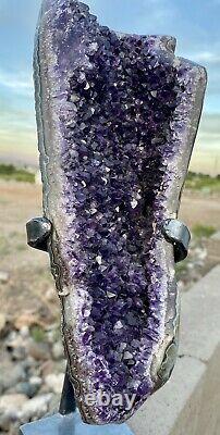 Amethyst Geode Crystal Cluster With Stand Dark Purple URUGUAY 1100 Gr. Must See