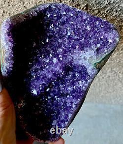 Amethyst Geode Crystal Cluster With Stand Dark Purple URUGUAY 2280 Gr. Must See