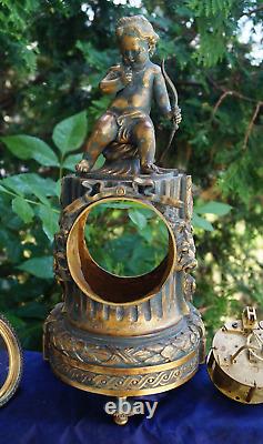 Antique 1855 French Japy Freres BRONZE Mantle Clock SIGNED MUST SEE