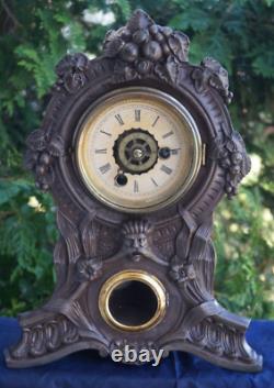 Antique 1860s Seth Thomas Ansonia Waterbury FANCY Spelter Clock UNUSUAL MUST SEE
