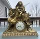 Antique 1930s Figural Statue Mantle Clock MUST SEE METAL BRASS FINISH