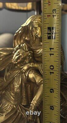 Antique 1930s Figural Statue Mantle Clock MUST SEE METAL BRASS FINISH