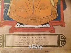 Antique Asian Silk Paintingpair -emperor Tang Taizong An Wife Must See Amazing
