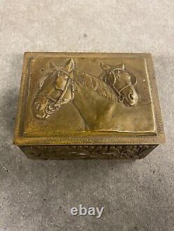 Antique Austrian Solid Bronze Box With Horses Wow Must See