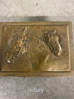 Antique Austrian Solid Bronze Box With Horses Wow Must See