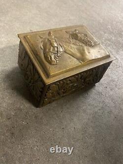 Antique Austrian Solid Bronze Box With Horses Wow Must See