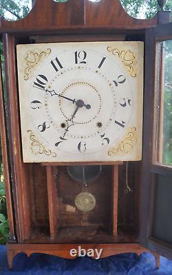 Antique Circa 1815 1820 Chauncy Ives Pillar & Scroll Mantle Clock MUST SEE