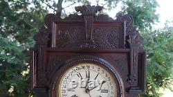 Antique Circa 1890s Waterbury NIAGRA 8 Day Calendar Mantle Clock MUST SEE