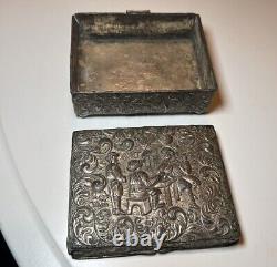 Antique Lady Risque Mens Art Nouveau Repousse Dresser Box's MUST SEE Pair Nice