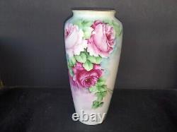 Antique Rosenthal Hand Painted Porcelain Vase with Roses. Must See