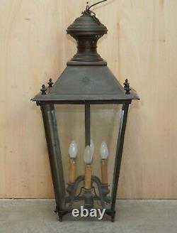 Antique Victorian Bronze Hanging Lantern with Four Candle Interior Must See