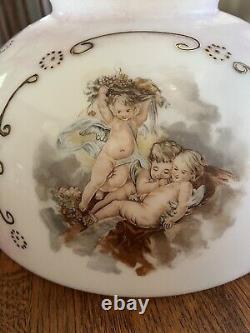 Antique Victorian Cherub Angels Lamp Shade 13 3/4 Diameter MUST SEE No Reserve