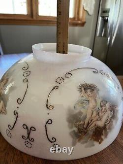 Antique Victorian Cherub Angels Lamp Shade 13 3/4 Diameter MUST SEE No Reserve