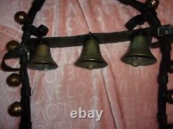 Antique/Vintage Brass Horse Sleigh Bells on Leather Belts LOT MUST SEE