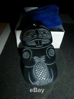 Argillite Haida Gwaii Beaver withAbalone Inlay's -Pendant-Excellent Must See