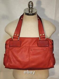 B MAKOWSKY Red Metal Collection Leather Satchel Handbag Purse Must See